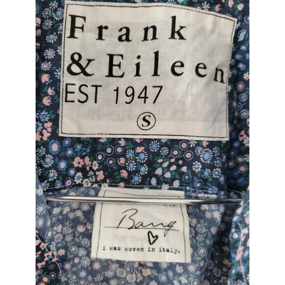 Frank and Eileen The Barry Shirt Blue Floral Button front top shirt size Small - Picture 2 of 7